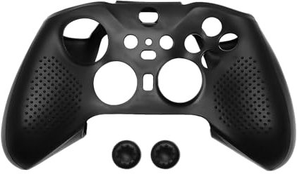 Micro Traders Weiche rutschfeste Silikon-Schutzhülle mit Daumengriffkappen, kompatibel mit Xbox Elite Wireless Controller Serie 2, weiche Gummi-Hautschutz, Schwarz