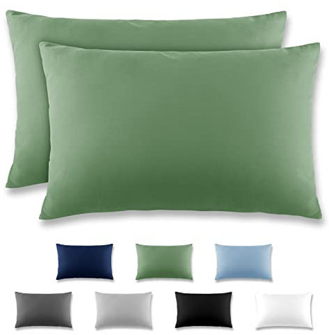 REDKEY Kissenbezug 40x70 cm - 2er Set Kopfkissenbezug - Mikrofaser Kissenhülle für Kissen, Kopfkissenbezüge mit Laschenvershluss, 40 x 70 Pillow Case - Rasen grün