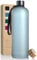 LARS NYSØM Botella de Agua 1,5l | Botella Agua | Cantimplora Deportiva Tritan Ultraligera a Prueba de Fugas, Apta para el Ácido Carbónico | 2 Tapas Incluidas (Sky Blue, XL 1500ml)