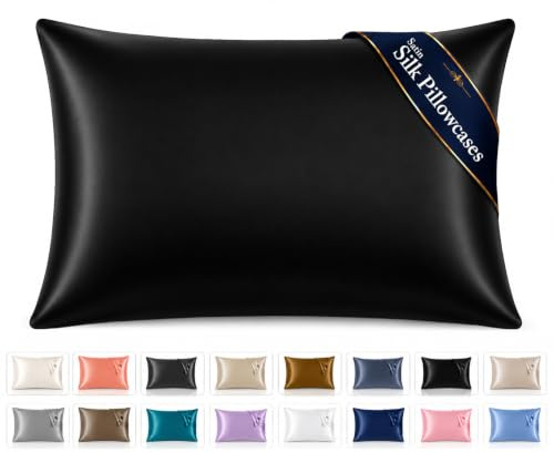 Pamposh Satin Silk Pillowcases For Hair And Skin 4 Pack Standard Size with Envelope Closure (4 Pcs Pillowcases (50 x 75 cm), Black)