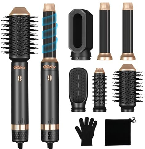 UKLISS 6 in 1 Hair Styler,Magic Air Styler with Air Curlers, 1000W Multi Functional Hair Dryer Brush Set for Drying,Straightening, Curling