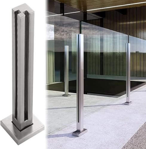 HSF Glas-Balustradenpfosten, Deck-Glasgeländer-Pfostensystem, quadratischer Balkon-Glaspaneelpfosten Für Brüstung Balkon Terrasse Treppe (Color : Corner Post, Size : 85cm/33.5)