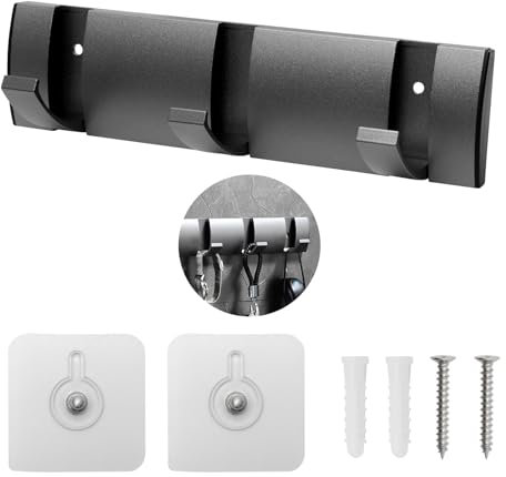 Juyibaao Wandhaken Kleiderhaken Einziehbare Haken, Flipping 3 Garderobenhaken, Moderne Schlichte und Platzsparende Metall Faltbarer Kleiderhaken zum Aufhängen von Mänteln, Hüten, Schals