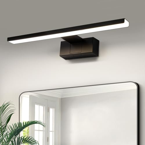 Homefire Spiegellampe LED Spiegelleuchte Bad - 40CM Badezimmer Schwarz Badlampe Wand Wasserdicht IP44 Wandlampe Modern Neutralweiß 4000K Weiß Wandleuchte für Keller Küche Badschrank