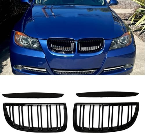 Gangying E90 Riñones Negro para BMW Serie 3 E90 E91 Rejilla Dobles Parrilla Serie 3 E90 E91 Touring 2005 2006 2007 2008