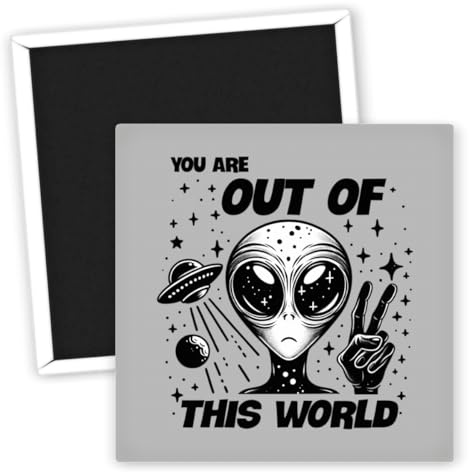 Space Alien Out of This World Design Kühlschrankmagnet - Space Magnete - Robuste Kühlschrankmagnete - Originelle Kühlschrankmagnete - Geschenk für Astronomie-Fans - Kühlschrank Deko