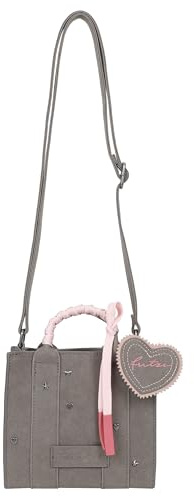 Fritzi Square Mini Limited Wiesn Damen Umhängetasche Crossbody Tasche Lederimitat Reißverschluss Steckfach Schultergurt Freizeittasche Alltag Reisen Freizeit 18 x 16,5 x 11 cm – Beige, Braun