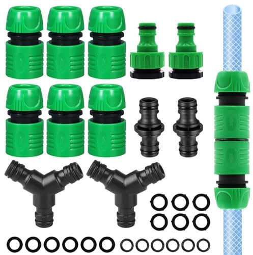 Juego de 12 Conector de Manguera Rápida, Empalme Rápido para Manguera 1/2,Conectores Manguera Jardin Adaptador Universal,Enchufe Rapido Manguera Agua para Jardín y Exterior