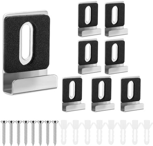 8 Set Spiegel Halterung Metall-Spiegelklammern mit Schraube Breiter Kanal Anti-Rutsch Halterung für Große Spiegel Schwere Aufhänger Halteklammern für Glas Rahmenlose Spiegel Werbetafeln