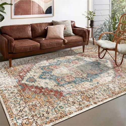 ROSURUG Deko Kinderzimmer Mädchen Antirutschmatte Teppich 90X160CM Der Innenteppich aus Kristallsamt im Vintage-Stil hält jahrelang Teppich Schlafzimmer Klein Tischdeko Wohnzimmer Rot