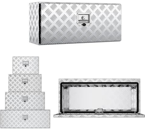 ACXIN Truckbox Werkzeugkasten aus Aluminium mit Schloss und Schlüsseln, 91x36x40,5 cm - Unterbaubox Staubox Alubox Wasserdicht und Staubgeschützt, Ideal für PKW und Anhänger