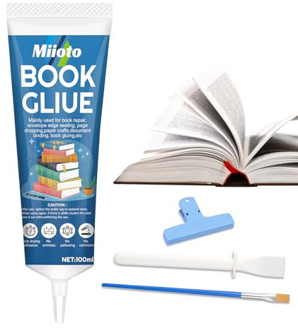 Colla per Libri, Colla Flessibile per Rilegatura, Colla Modellismo, Bookbinding Glue Asciugatura Trasparente e Forte, Colla per Riparazioni e Unione di Libri, Buste, Cartoline, Biglietti d'Auguri Fai-