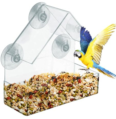 Window Bird Feeder – Clear Acrylic Bird Feeder for Outdoor Birds, Easy to Mount and Perfect for Bird Watching