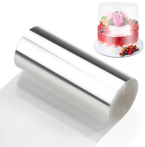 Zocipro Rodoide Transparent Patisserie, Feuilles d'Acétate Epaissies 10cm x 10m, Cercle a Patisserie Transparent pour la Pâtisserie, Gâteau Mousse au Chocolat, Décoration de Gâteaux