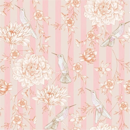 TADESSI Fototapete floral M1–No.11616 Fototapete Rosa Beige Orange – Tapete Streifen Wohnzimmer Schlafzimmer Küche