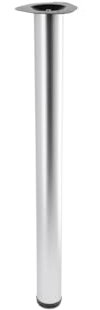 GTV Pied de Meuble S6 - Ø 60 mm, H = 820 mm, Aspect Aluminium, Hauteur réglable 20 mm, Pied de Table en Acier avec Plaque de Montage de 127 mm pour Table, Bureau, Meuble de Cuisine