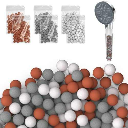 YDmeet 6 Packs Mineral Balls Replacement, Shower Head Filter Refill Kit for Hard Water, Bio-Active Stone, PH Balance Tourmaline Balls to Remove Chlorine, Fluoride and Impurities.