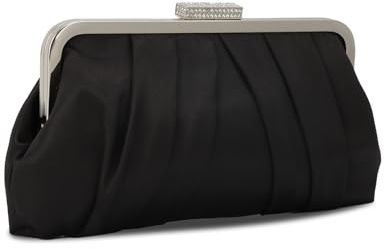 Jywmsc Clutch-Handtasche für Damen Formelle Abendtasche aus Schwarzem Satin Plissierte Umhängetasche für Partys Hochzeiten