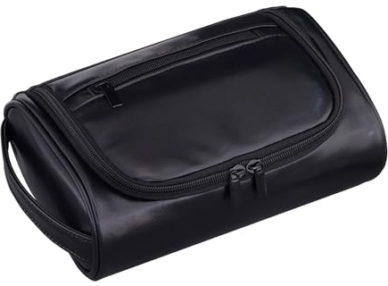 Trousse de toilette en cuir pour homme – Trousse de toilette imperméable avec séparation sec & humide, trousse de toilette épaisse marron, trousse de voyage avec plusieurs compartiments | Trousses de