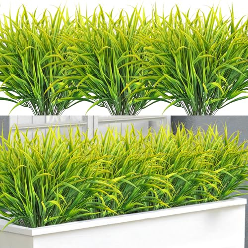 BlueCloudy 16 Bündel Künstliche Pflanzen Outdoor Wetterfest | Wie Echt UV-beständige Gräser, Kunstpflanzen für Draußen Außenbereich Balkonpflanzen Innen Garten Dekoration