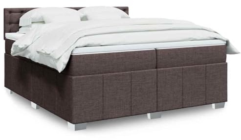 QJBSAVVA Boxspringbett Dunkelbraun 200x200 cm mit Taschenfederkernmatratze Höhenverstellbarem Kopfteil Moderne Schlafzimmer Couch für große Räume