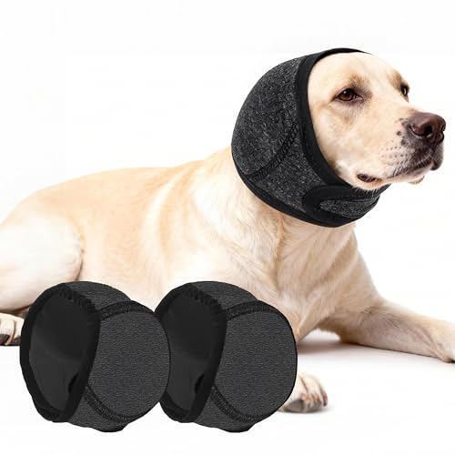 CATMEYE Lot de 2 Protège-Oreilles pour Chiens – Couvre-Oreilles Imperméables et Réglables pour la Natation, Le Bain & l’Usage Quotidien,Oreillettes Douces et Confortables (Noir)