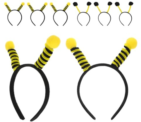 JOINPAYA Lot de 8 Serrage-têtes Antennes D’abeille Jaunes et Noires, Accessoires Cheveux Cosplay et Fête, Bandeaux Légers et Universels pour Déguisement Halloween et Bal Masqué, Coiffe