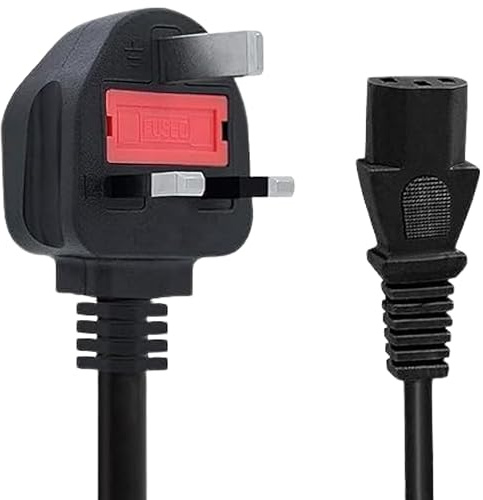 UK Plug to IEC C13 Power Cable – 5M Extension Lead – 10A 250V for PC, Monitor, Printer, Dektop Cable, Kettle Lead, Power Chord (5 Meter Long Cable)