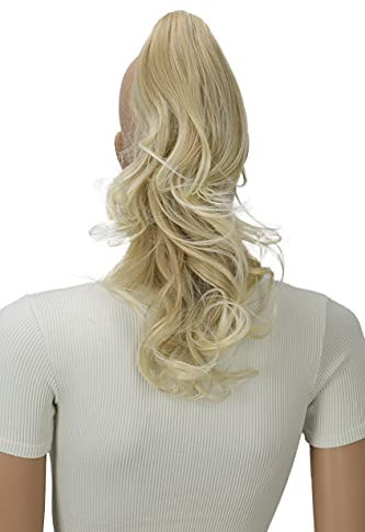 CAISHA 2 IN 1 30cm Und 40cm Haarteil Kate mit Butterflyklammer Zopf Pferdeschwanz Haarverlängerung Voluminös Gewellt Blond Mix H303