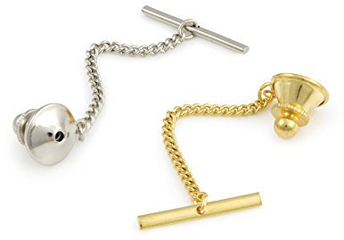 Krawattennadel mit Ketten-Sortiment, 1 silberfarbene und 1 goldfarbene Krawattennadel mit Kette und Stab