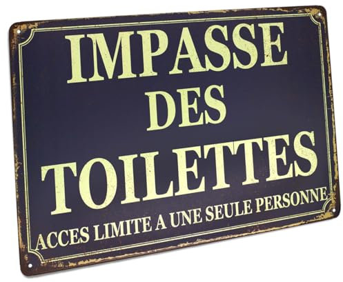 Hioni Impasse des Toilettes, Pancarte en Métal Panneau Poster Plaque Métallique Slogan Art Décor Vintage Pr Bar Café Pub