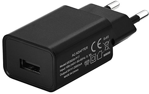 Cargador de Pared Portátil de 5V 2A, 1 Puerto USB de 2000mA, Cargador USB para Samsung iPhone, Huawei, LG, Nexus, Nokia, HTC, ASUS, Sony, Motorola, iPad, Tablet, MP3, Navegación, eReader, eBook, Negro