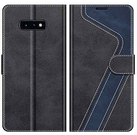 MOBESV Coque pour Samsung Galaxy S10e, Housse en Cuir Magnétique Fonction Stand Étui pour Samsung Galaxy S10e, Élégant Noir
