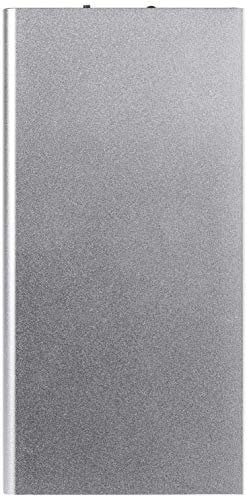 Flat External Battery for Samsung Galaxy S10 + Smartphone Tablet Charger Universal Power Bank 6000 mAh 2 USB Port (Silver)