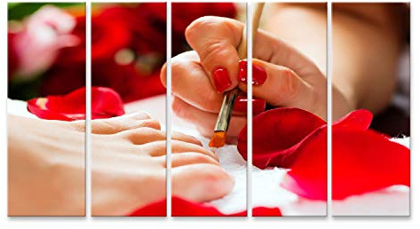 islandburner Bild auf Leinwand Frau Nagelstudio Pediküre Roter Nagellack Bilder Wandbilder Poster