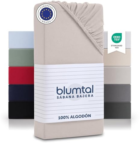Blumtal® Basics Spannbettlaken 200x200x30cm Jersey - Bettlaken aus 100% Baumwolle - Oeko-TEX zertifiziertes Spannbetttuch 200x200cm - Elfenbein