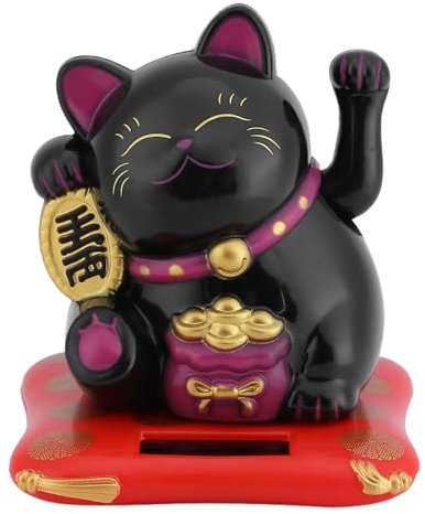 HERCHR Maneki Neko, Gatto della Fortuna a Energia Solare, Gatto Cinese Portafortuna con Zampa Mobile, Simboleggia la Ricchezza Simpatico Gatto, Usato per Macchina, Casa, Ufficio Decorazione