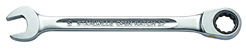 STAHLWILLE Nr. 17F l Ratschen-Ringmaulschlüssel 11 mm l flache Ringseite l extrem belastbar l schraubenschonend