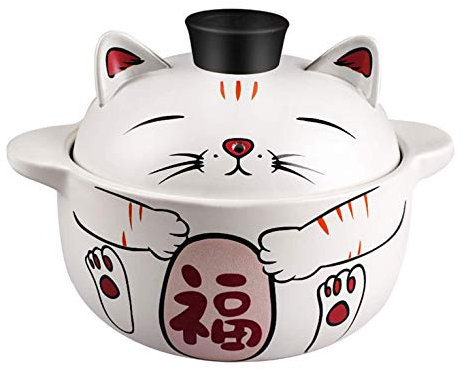 SMSOM Casserole Chinoise, Casserole en Terre Cuite en Terre Cuite Haute température céramique céramique Pot d'argile pour la Nutrition des incendies de gaz Restaurant-2.6L