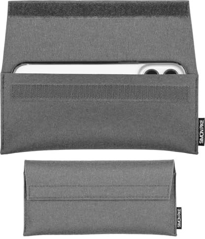 SimonPike Handyhülle passend für Apple iPhone 16 Pro | 15 Pro | 14 Pro | 13 Pro | 12 Pro (Gr. G) | New York elefantengrau Filztasche aus Filz (echtem Wollfilz) Handy/Smartphone Tasche