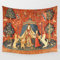 PUYYDS Die Dame und das Einhorn Tapisserie Mittelalterliche Tapisserie Wandbehang Bedruckte Heimdekoration Wandteppiche Hintergrund Raumabdeckung für Bett
