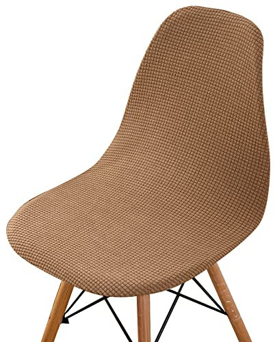 Highdi Cord-Jacquard Schalenstuhl Bezug, Stuhlbezug 2/4/6 er Set Stuhlbezüge Stretch Esszimmerstühle Bezug Moderne Elastischer Stuhlhussen Abnehmbar Waschbar Küchenstühle Husse (Kamel,6 PCS)