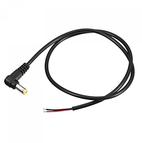 sourcing map 5.5mm x 2.1mm 90 Degree Right Angle DC Power Male Plug Jack to Bare Wire Open End Pigtail Power Cable Repair for Camera CCTV 0.5m Pack of 2