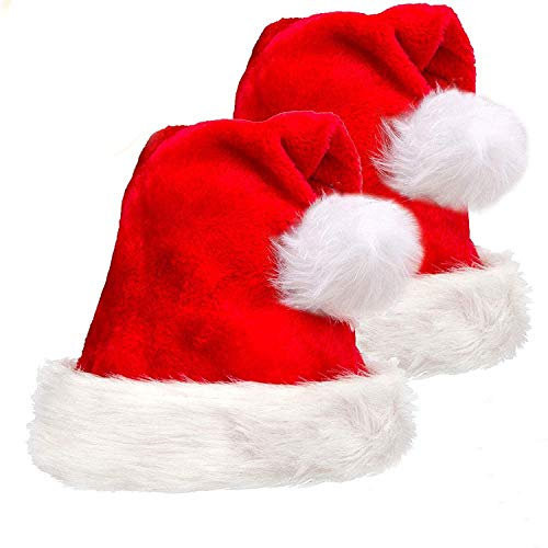 2 Pcs Red Santa Hats for Adults Teenagers Unisex Christmas Santa Clause Hats