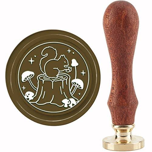 craspire Pilz Wachssiegel Stempel Eichhörnchen Vintage Siegellack Stempel 30mm Retro Abnehmbarer Messingkopf Mit Holzgriff Für Hochzeitseinladungen Umschläge Geschenkverpackung
