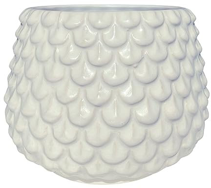 Nordring Retro Übertopf Vintage Pflanztopf für Zimmerplanzen Blumentopf Pino M (13,5 cm ø), weiß, Keramik