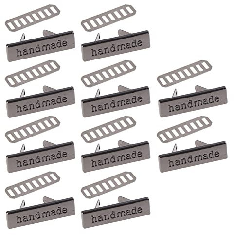 Handgefertigte Etiketten Mehrzweck-10 Stück Handgefertigte Metalletiketten Tags Für Kleidung, Schuhe, Taschen, Rechteck, Handgefertigte Bedruckte Etiketten, Diy-nähhandwerk,(color : a Black)