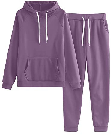 Tuta Donna Leggero Jogging Felpa con Cappuccio e Pantalone Due Pezzi Tuta Sportiva Cotone Tracksuit Completa Invernale Tute da Ginnastica Fitness Elegante Curvy Tuta Felpata Completo Palestra