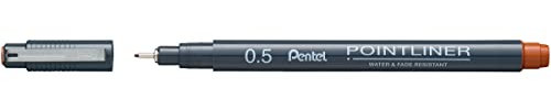 Pentel Pointliner S20P-5SG, Fineliner, sanguine, wasserfest und lichtecht, 0.5 mm, 1 Stück (1er Pack)