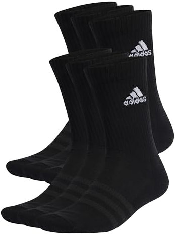 adidas Unisex Cushioned Sportswear Crew Socks 6 Pairs, Black/White, 19 - 21 EU